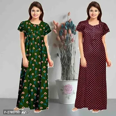 Elegant Cotton Printed Nighty For Women Pack Of 2-thumb0