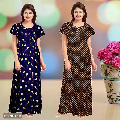 Elegant Cotton Printed Nighty For Women Pack Of 2