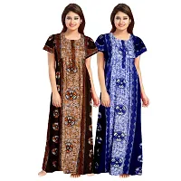 Stylish Multicoloured Cotton Printed Nighty For Women Pack Of 2-thumb1