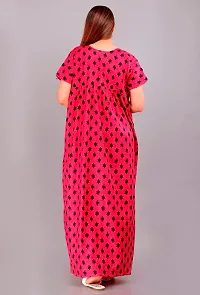 Stylish Pink Cotton Printed Nighty For Women-thumb1