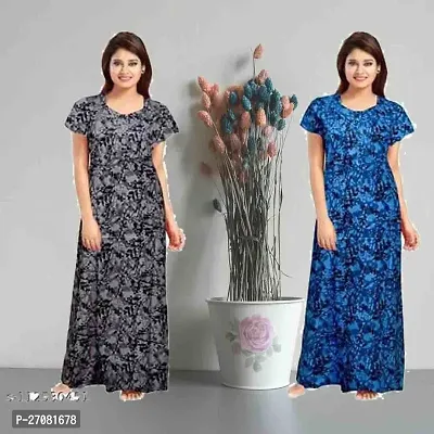 Elegant Cotton Printed Nighty For Women Pack Of 2-thumb0