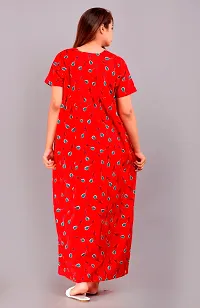 Stylish Red Cotton Printed Nighty For Women-thumb1