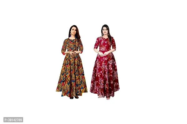 Stylish Rayon Printed Dresses For Women Pack Of 2