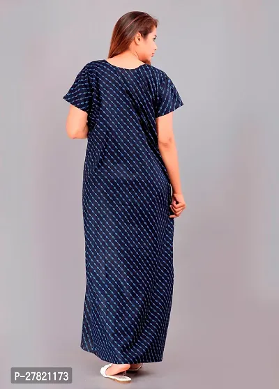 Stylish Blue Cotton Printed Nighty For Women-thumb2