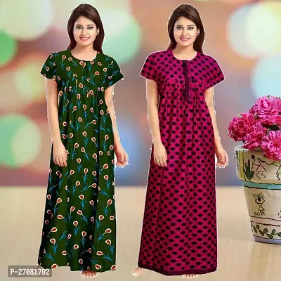 Elegant Cotton Printed Nighty For Women Pack Of 2