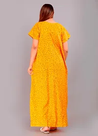 Stylish Yellow Cotton Printed Nighty For Women-thumb1