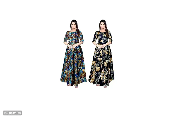 Stylish Rayon Printed Dresses For Women Pack Of 2