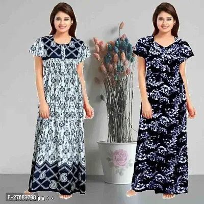 Elegant Cotton Printed Nighty For Women Pack Of 2-thumb0