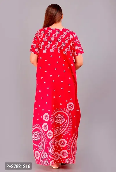 Stylish Pink Cotton Printed Nighty For Women-thumb2