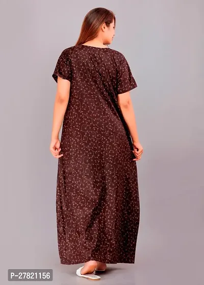 Stylish Brown Cotton Printed Nighty For Women-thumb3