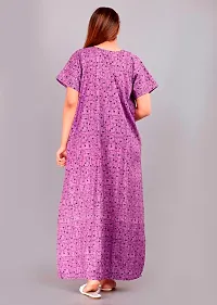 Stylish Purple Cotton Printed Nighty For Women-thumb1