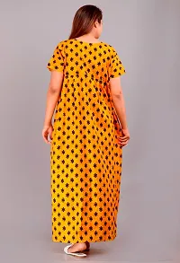 Stylish Yellow Cotton Printed Nighty For Women-thumb1