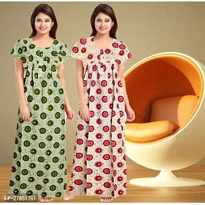 Elegant Cotton Printed Nighty For Women Pack Of 2-thumb0