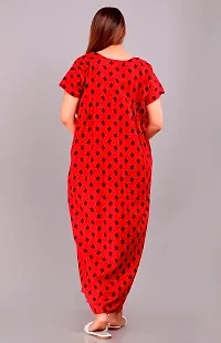 Stylish Red Cotton Printed Nighty For Women-thumb1