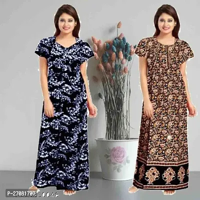 Elegant Cotton Printed Nighty For Women Pack Of 2-thumb0