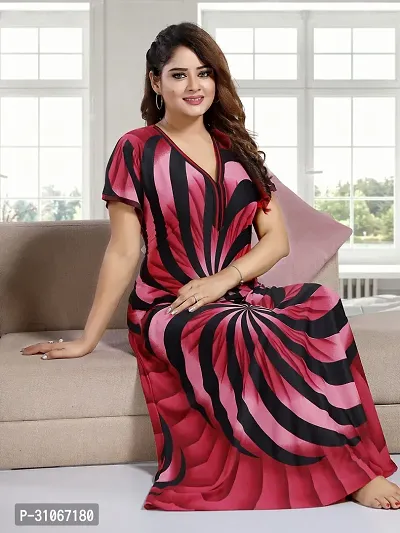 Comfortable Multicoloured Satin Nighty For Women