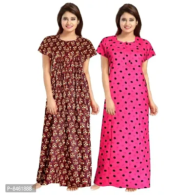 Stylish Fancy Cotton Printed Nighty Combo For Women Pack Of 2