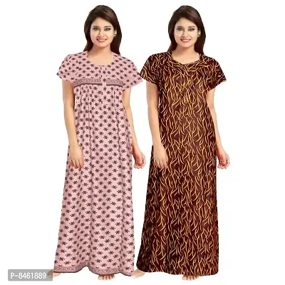 Stylish Fancy Cotton Printed Nighty Combo For Women Pack Of 2-thumb0