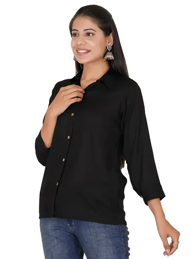 Stylist Rayon Solid Shirts For Women