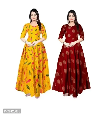 Stylist Rayon Printed Dresses For Women Pack Of 2