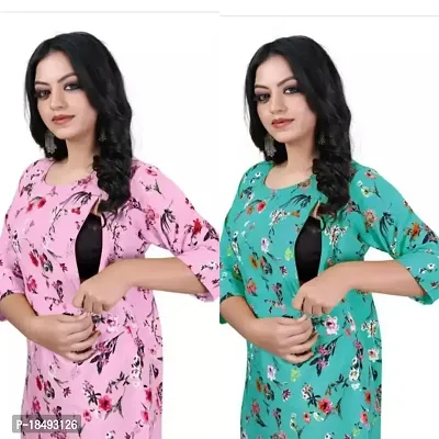 Classic Crepe Printed Maternity Kurtis for Women, Pack of 2-thumb0