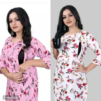 Classic Crepe Printed Maternity Kurtis for Women, Pack of 2