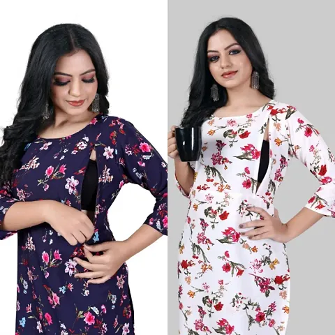 Classic Crepe Printed Maternity Kurtis - Pack of 2