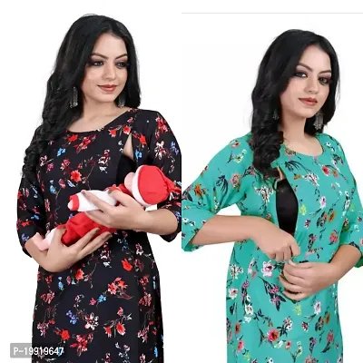 Classic Printed Maternity Kurtis for Women, Pack of 2