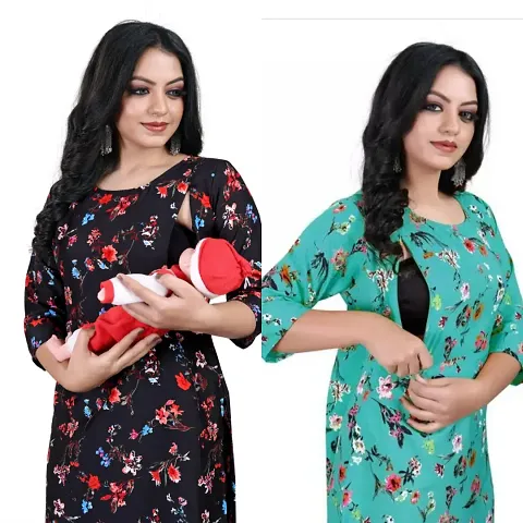 Classic Crepe Printed Maternity Kurtis Pack of 2