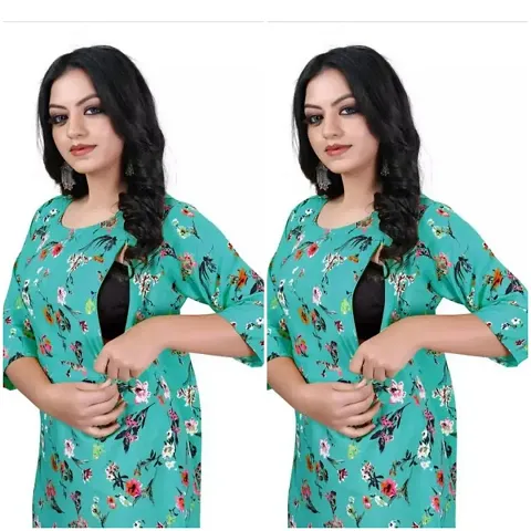 Stylish Crepe Printed A-Line Kurti - Pack of 2