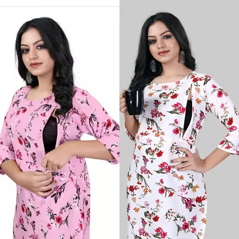 Classic Crepe Maternity Kurtis for Women, Pack of 2