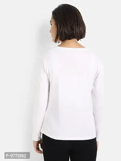 Nefies Women's V-Neck Full Sleeve T-Shirt (Small, White)-thumb2