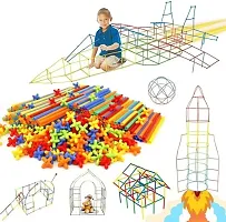 Straw Puzzles Straw Blocks 100+ Pipette Stitching jsk Assembly Straws Building Blocks Creative Toy for Kids Plastic Brick Set - 100 (50 Straw + 50 Connector)-thumb1