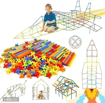 Straw Puzzles Straw Blocks 100+ Pipette Stitching jsk Assembly Straws Building Blocks Creative Toy for Kids Plastic Brick Set - 100 (50 Straw + 50 Connector)-thumb2