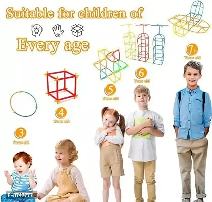 Straw Puzzles Straw Blocks 100+ Pipette Stitching jsk Assembly Straws Building Blocks Creative Toy for Kids Plastic Brick Set - 100 (50 Straw + 50 Connector)-thumb5