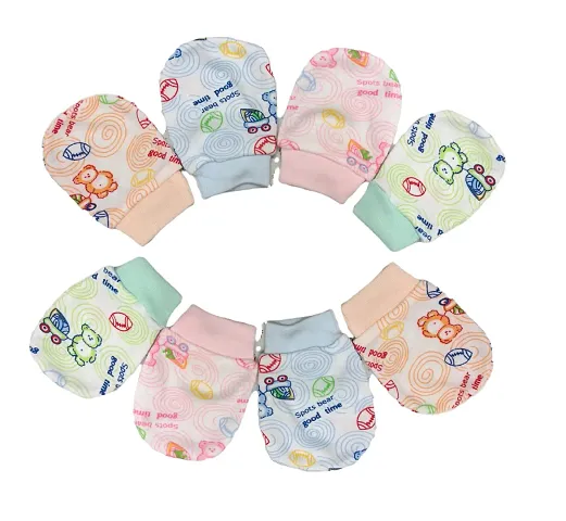 Tixy Cotton Mittens/Mutthi/Gloves with grip in multicolor for baby boys & girls infants & Toddlers ( Pack of 4,8,12 )