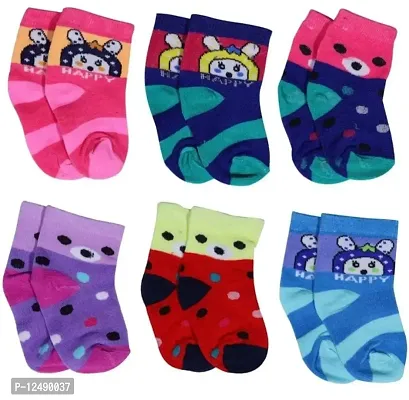 TIXY Unisex Baby & Kids Soft and Comfortable Warm Anti Slip Socks ( MultiColor Pack of 6 & 12 ) (3-7 Years, 12)