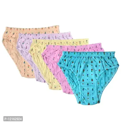 Girls  Womens Cotton Printed Light Color Panties In Pack of 5 Pcs-thumb0
