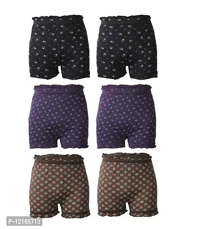 TIXY Stylish Girls Innerwear/Bloomer/Shorts Dark Colors Multi Prints in (Pack of 6 Pcs)-thumb0