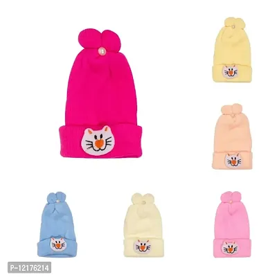 Baby  Kids Soft Woolen Caps In MultiColors ( Pack of 4 Pcs ) (Design Can Change As Per Avilability)-thumb0