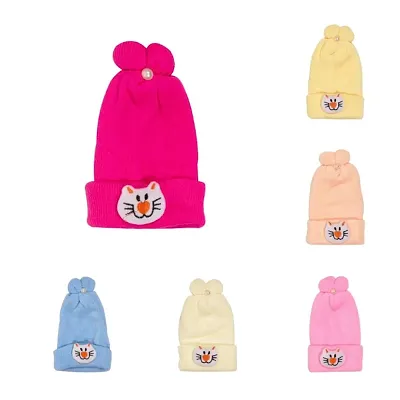 Baby  Kids Soft Woolen Caps In MultiColors ( Pack of 4 Pcs ) (Design Can Change As Per Avilability)