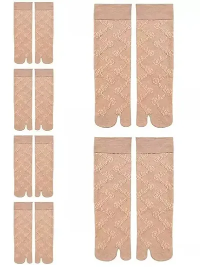 HAPIDA Towel Multi Floral Print Nylon Socks for Women/Girl's Ankle Length  (Pack of 6 Pairs) (