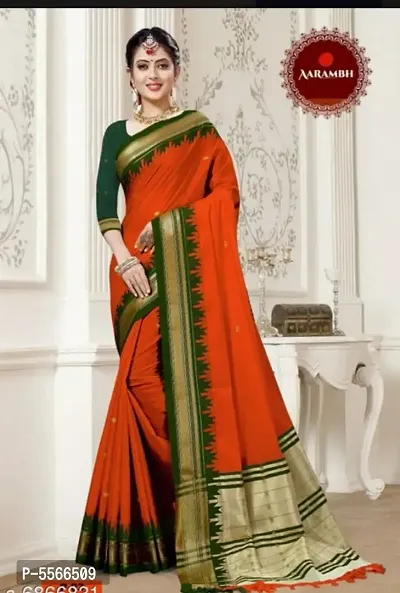 Beautiful Cotton Silk Woven Design Saree with Blouse piece