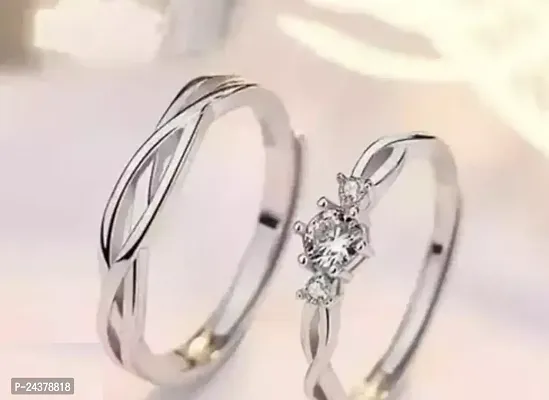 Stylish Fancy Designer Stainless Steel Rings For Women Pack Of 2-thumb0