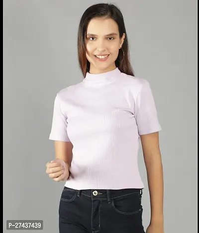 Stylish Purple Cotton Printed Top For Women-thumb0
