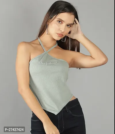 Stylish Grey Cotton Printed Top For Women