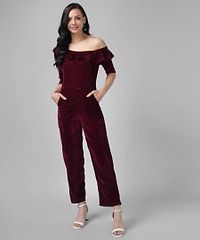 Trendy Velvet Jumpsuit for Women-thumb1