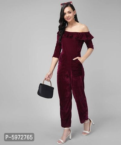 Trendy Velvet Jumpsuit for Women-thumb3