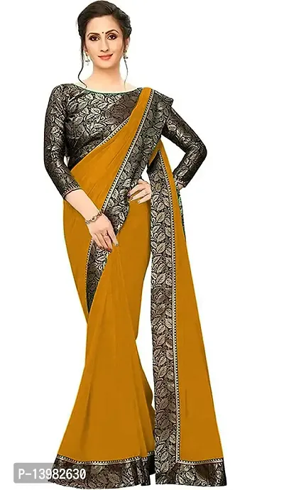 Khodiyar Enterprise Women's Pure Silk Saree With Unstitched Blouse Piece (Mustard) - PRIYASAREE_02