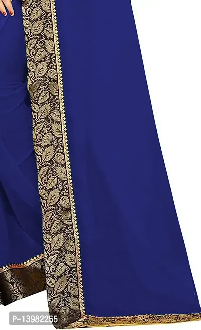 Khodiyar Enterprise Women's Pure Silk Saree With Unstitched Blouse Piece (Navy Blue) - PRIYASAREE_01-thumb2